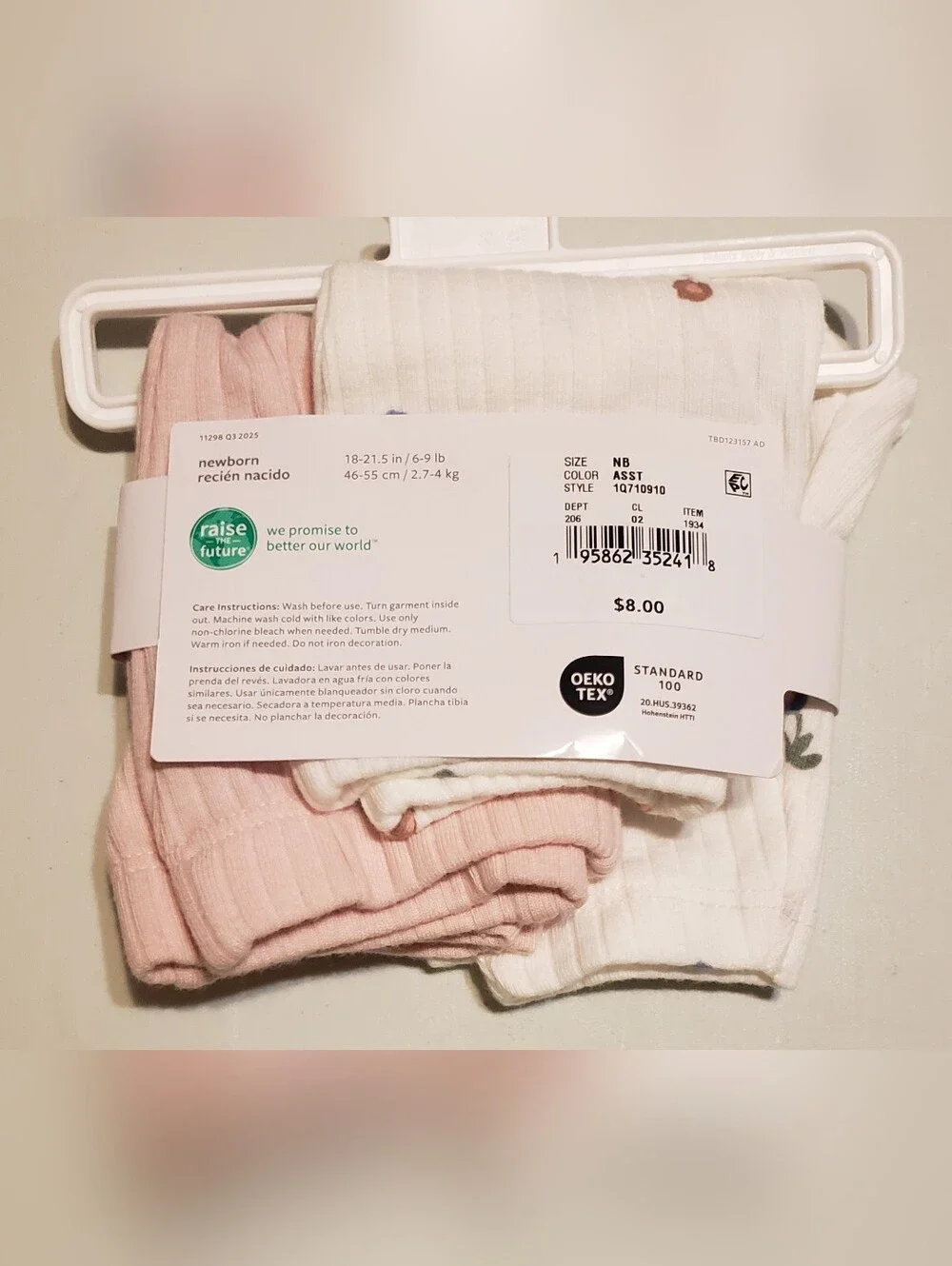 Carter's Baby Socks, Pants & Nuby Pacifier Clip - White, Pink, Gray